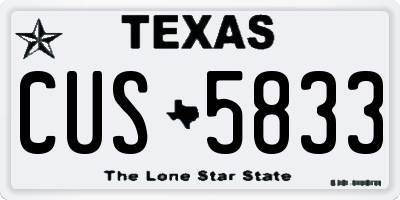 TX license plate CUS5833