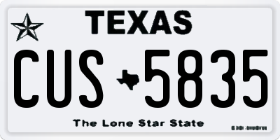 TX license plate CUS5835