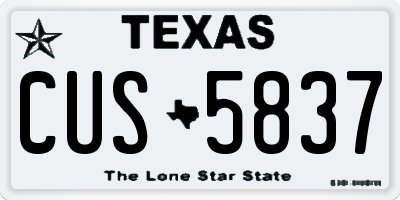 TX license plate CUS5837
