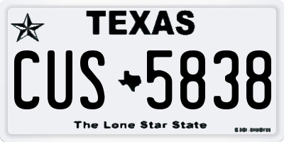 TX license plate CUS5838