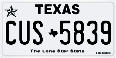 TX license plate CUS5839