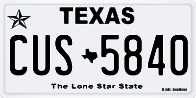 TX license plate CUS5840