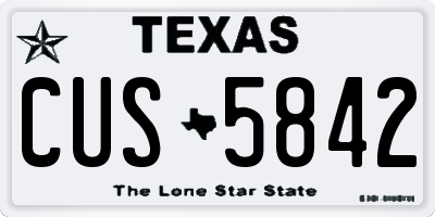 TX license plate CUS5842