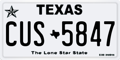 TX license plate CUS5847