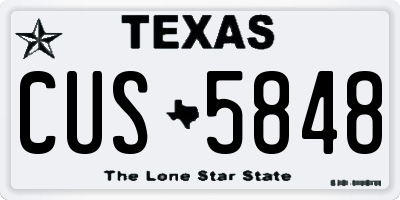TX license plate CUS5848