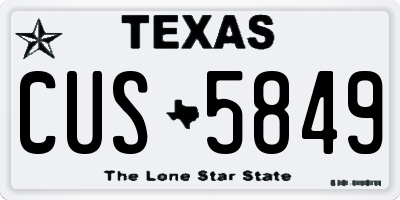 TX license plate CUS5849