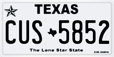TX license plate CUS5852