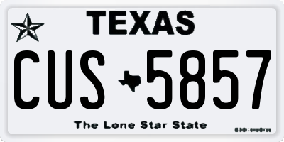 TX license plate CUS5857