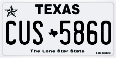 TX license plate CUS5860