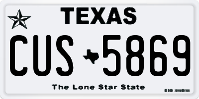 TX license plate CUS5869