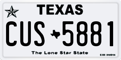 TX license plate CUS5881