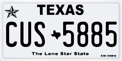 TX license plate CUS5885