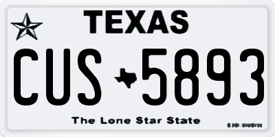 TX license plate CUS5893