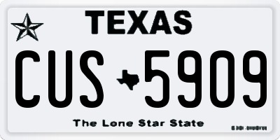 TX license plate CUS5909