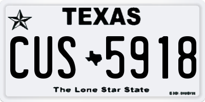 TX license plate CUS5918