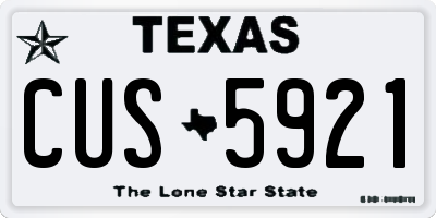 TX license plate CUS5921
