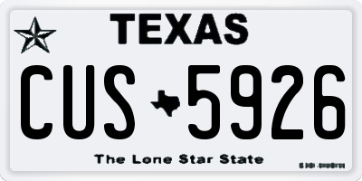 TX license plate CUS5926
