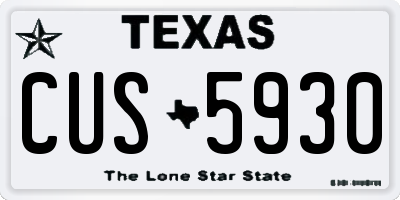TX license plate CUS5930
