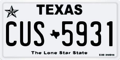 TX license plate CUS5931