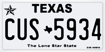 TX license plate CUS5934