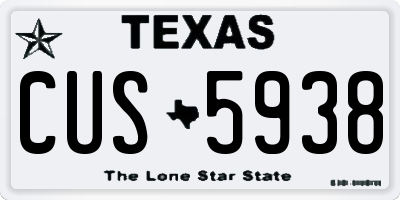 TX license plate CUS5938