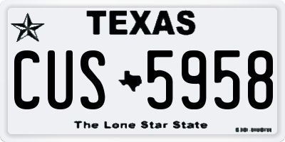 TX license plate CUS5958