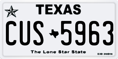 TX license plate CUS5963