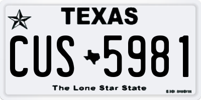 TX license plate CUS5981