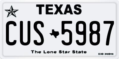 TX license plate CUS5987