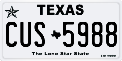 TX license plate CUS5988