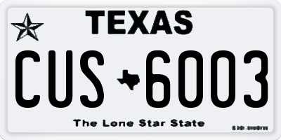 TX license plate CUS6003