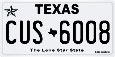 TX license plate CUS6008