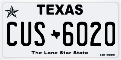 TX license plate CUS6020