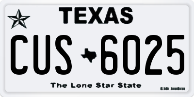 TX license plate CUS6025