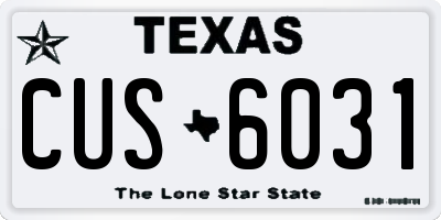 TX license plate CUS6031