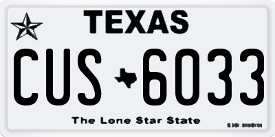 TX license plate CUS6033