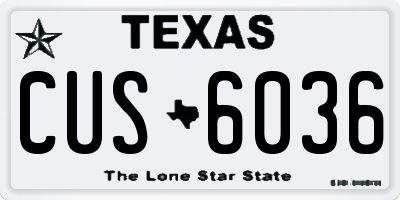TX license plate CUS6036
