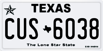 TX license plate CUS6038