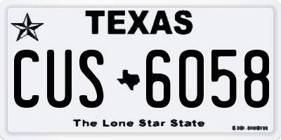 TX license plate CUS6058