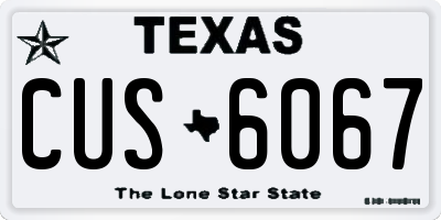 TX license plate CUS6067
