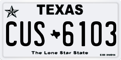 TX license plate CUS6103