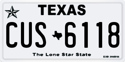 TX license plate CUS6118