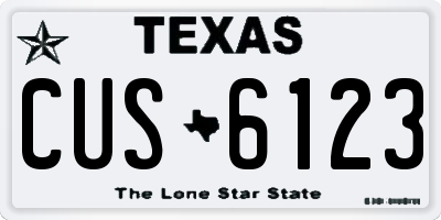 TX license plate CUS6123