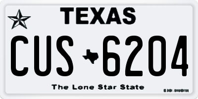 TX license plate CUS6204