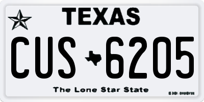 TX license plate CUS6205