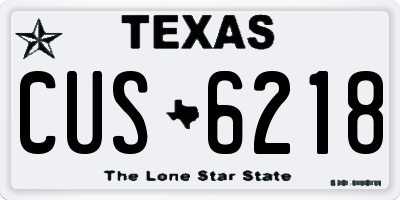 TX license plate CUS6218