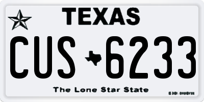 TX license plate CUS6233