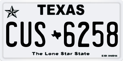 TX license plate CUS6258