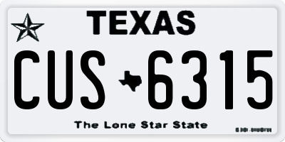 TX license plate CUS6315