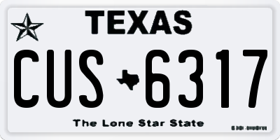 TX license plate CUS6317